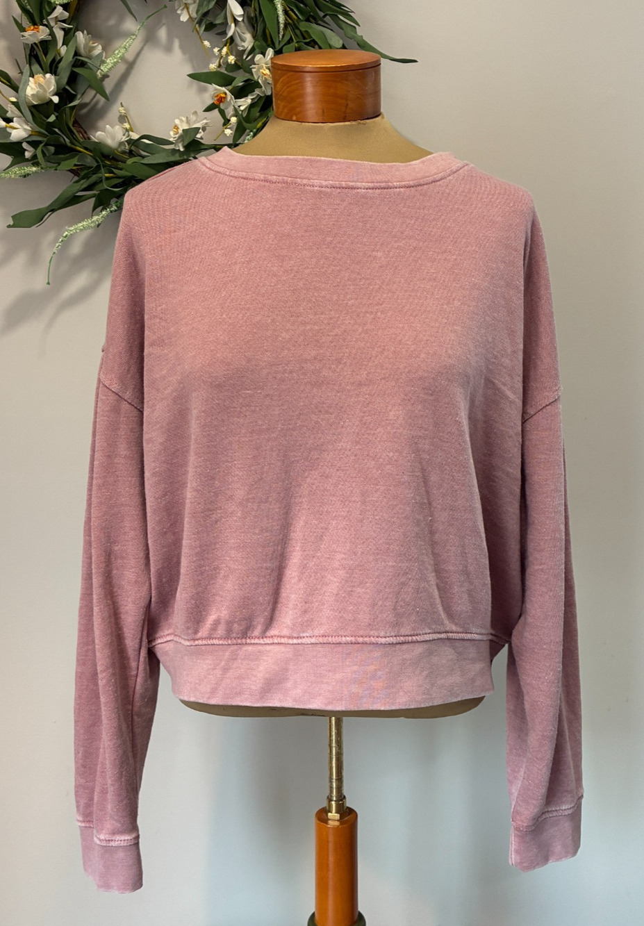 Athleisure by Stoosh Pullover Mauve Cropped Women's Oversize Top,Size M, NWT